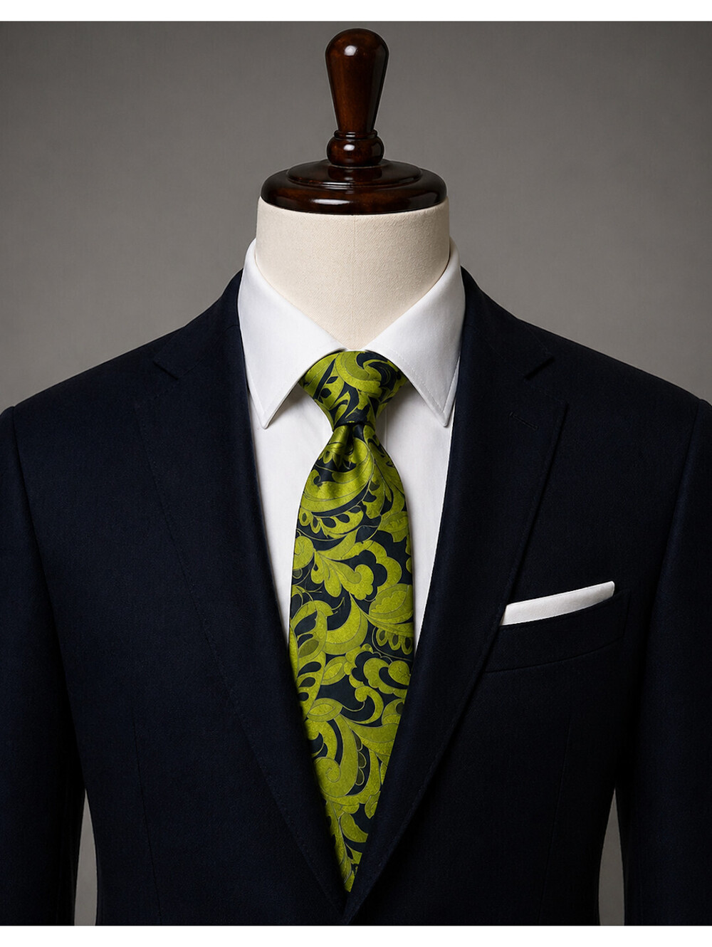 City of London Green and Black Floral Silk Tie
